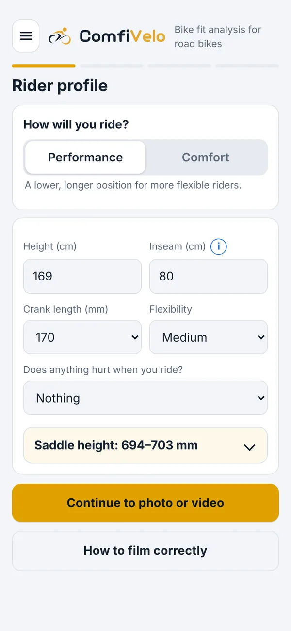 Rider profile screen in the real app