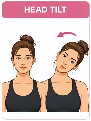 Head tilt: on the left the head upright, on the right the ear tilted toward the shoulder